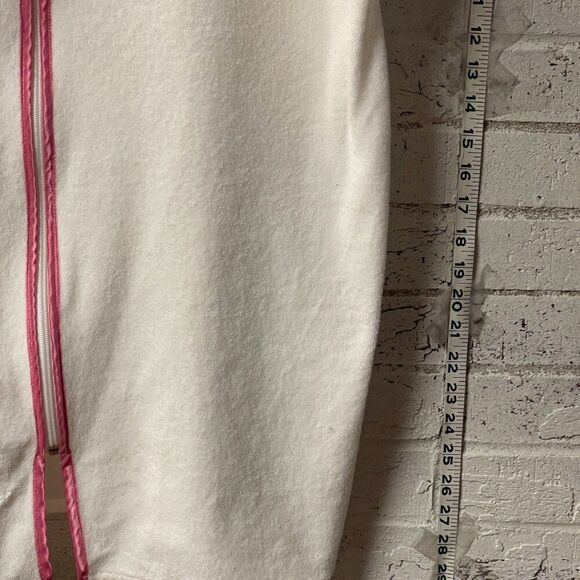 Vintage 70s Cypress White Terry Zip Flower Embroider Housecoat Large - Picture 5 of 10